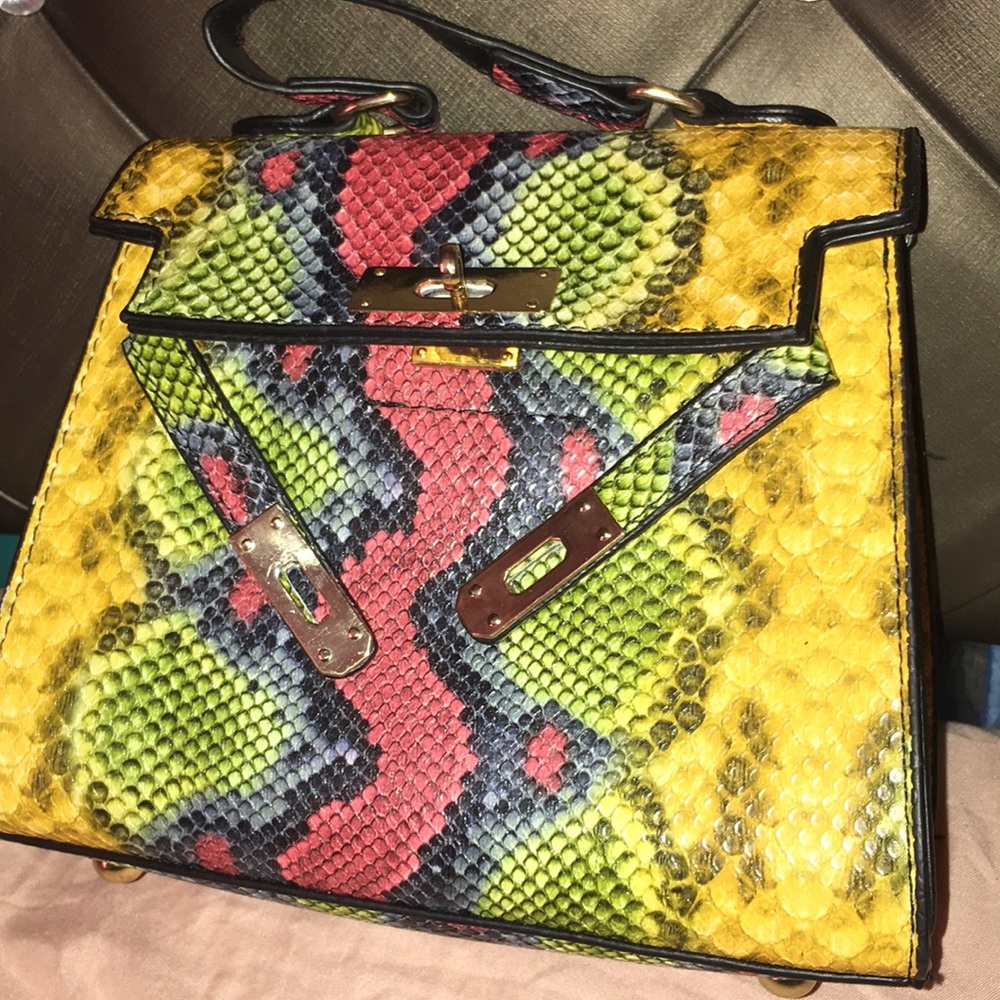 Multi color snake skin maxi mini purse